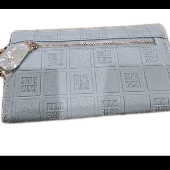 NWT Steve Madden Crossbody Bag & Wallet Set Baby Blue Embossed Logo Designer Y2K - Picture 9 of 14